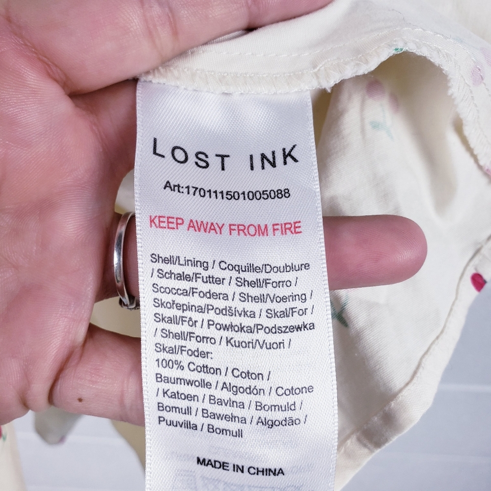 Lost Ink Cherry Print Shift Mini Dress - size 16 - Picture 8 of 11